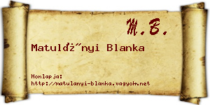 Matulányi Blanka névjegykártya